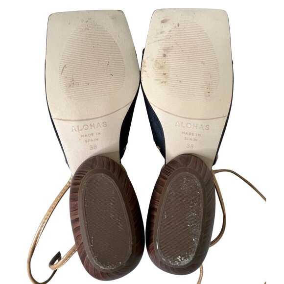 ✨ ALOHAS Black Kitty Leather Lace-Up Sandals - Size 38 (US 7) Sold Out! - Picture 13 of 15